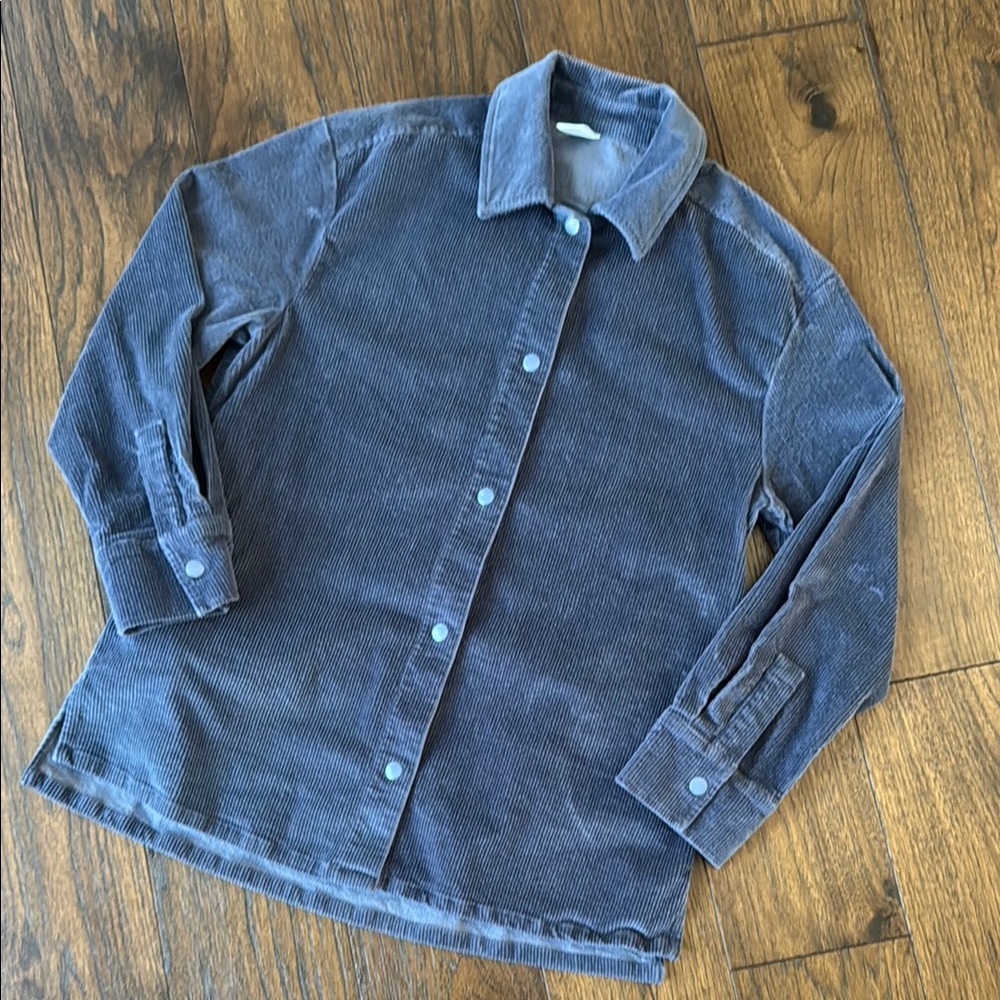 Blue Corduroy Button-Up Shacket